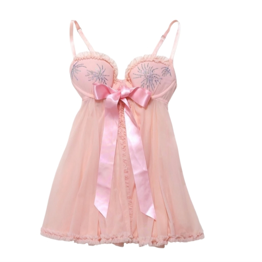 Victoria's Secret Valentine Lingerie  rhinestone 36B Negligee Sexy Little Things
